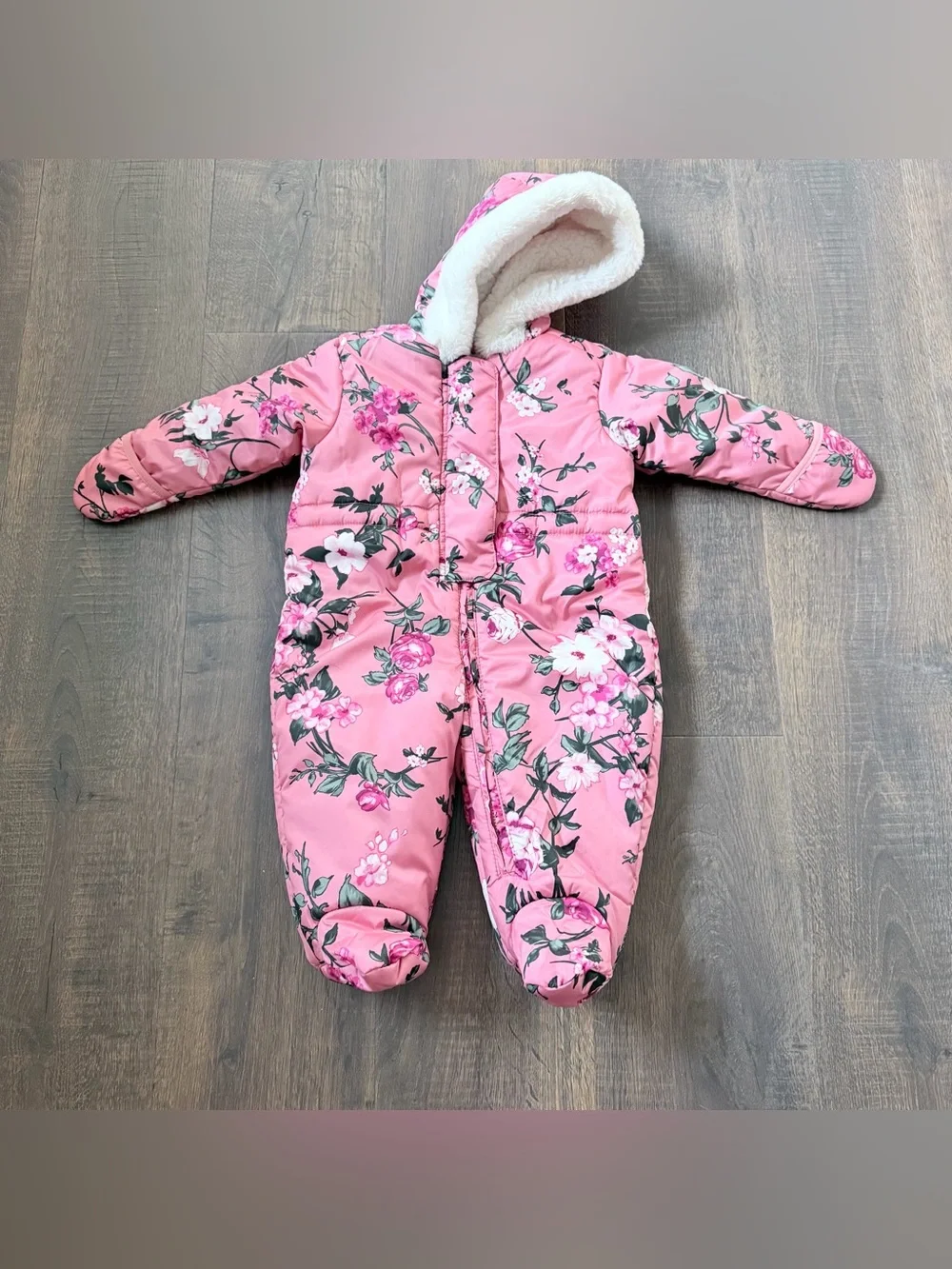 The Children’s Place Floral Snowsuit | Pink Floral | 6-9 months
